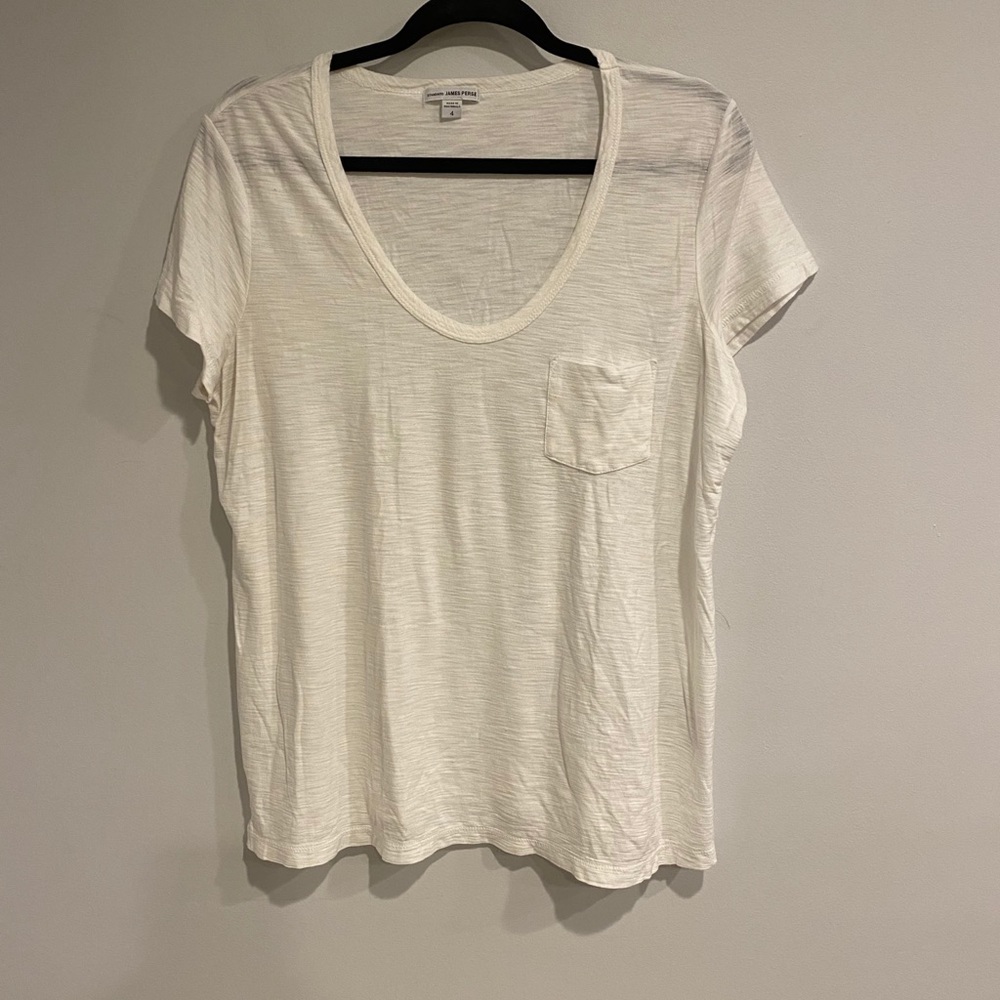 James Perse White Short Sleeve TShirt Large Cotton